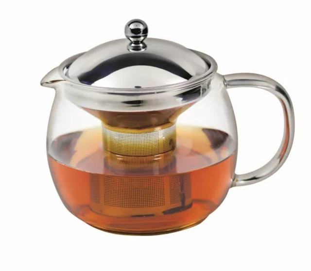 NEW AVANTI CEYLON GLASS TEAPOT Stainless Steel Infuser Tea Pot 6 CUP 1.25 LITRES