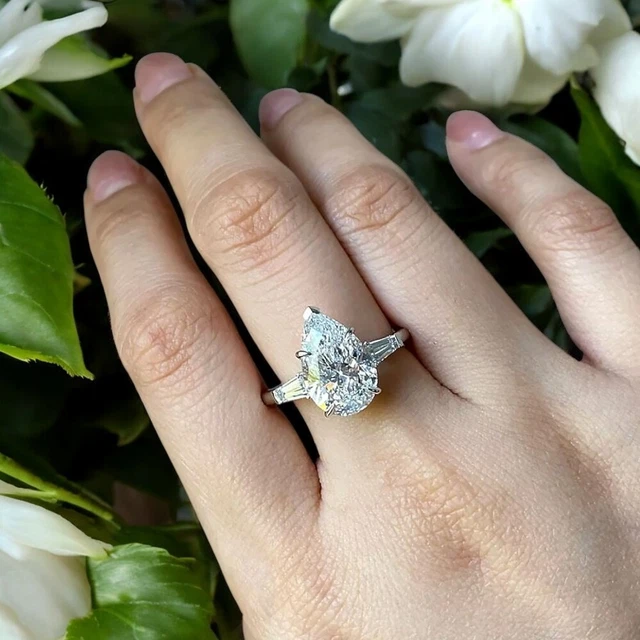 Bague De Mariage/alliance Or Blanc 14k - Diamant Simulé 3,50 Ct - Taille Personnalisable (ex: 7,5)
