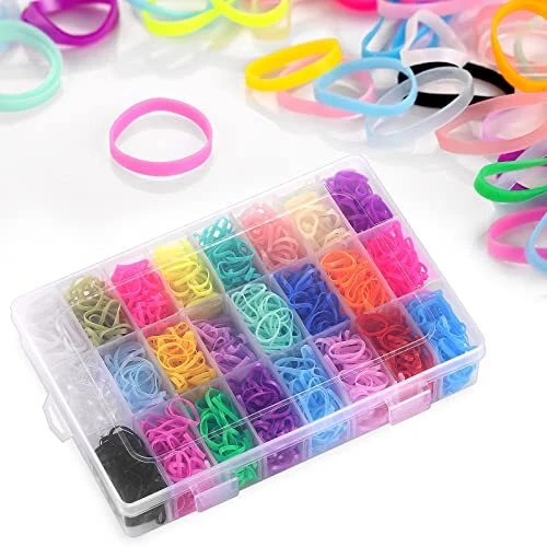 Hair Rubber Bands, Funtopia 1500 Pcs Small Elastic Hair Ties with Organizer Box
