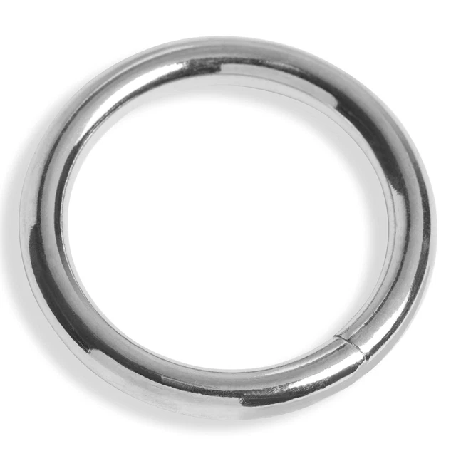Anillos redondos 40mm x 4mm soldados acero niquelado [20 unidades] HEAVYTOOL®