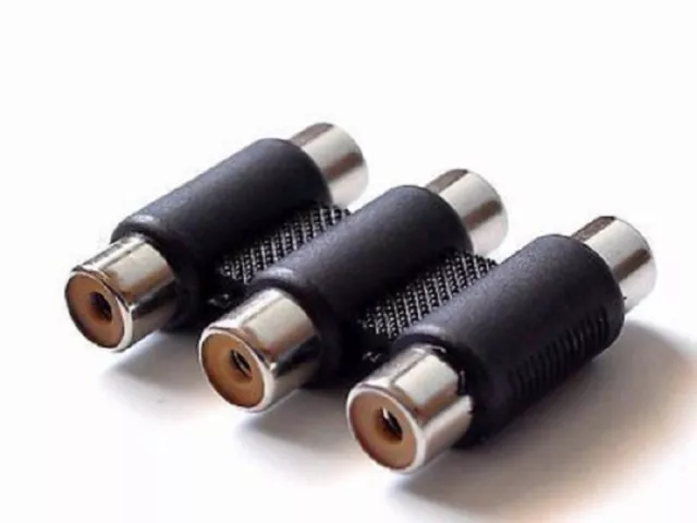 ADAPTADOR CONECTOR 3 RCA HEMBRA a 3 RCA HEMBRA TRIPLE para AUDIO VIDEO