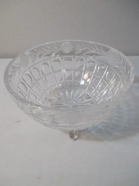 Vintage AMERICAN BRILLIANT CUT GLASS HEAVY CRYSTAL BOWL 8” Fruit Bowl