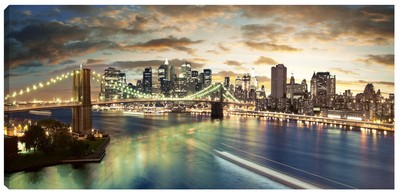 PICANOVA New York Manhattan Brooklyn Bridge Window 120x80cm Quadro Moderno Stampa su Tela Incorniciata con Spessore di 2cm Altre Dimensioni Disponibili Decorazione Moderna Collezione New York 
