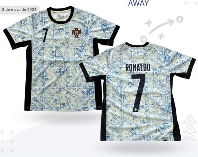 CRISTIANO RONALDO 7 Euro 2024 Portugal Away YOUTH Jersey White Blue