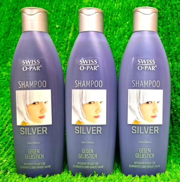 (17,20€/l) 3x  Swiss o Par SHAMPOO SILVER für dezenten Silberglanz grauen Haares