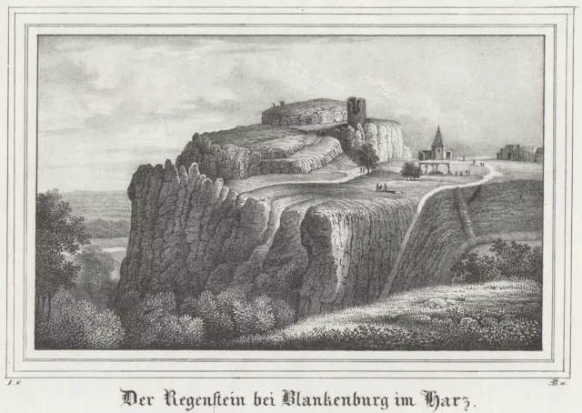 Blankenburg Regenstein Original Lithografie Borussia 1839