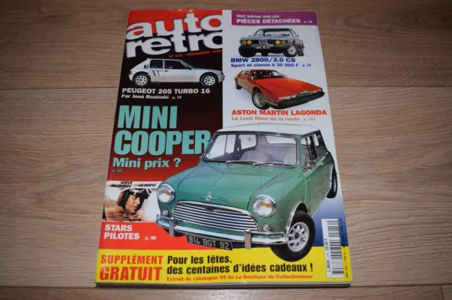 Magazine Auto Retro N° 216 - Décembre 1998 - Aston Martin Lagonda, Mini Cooper