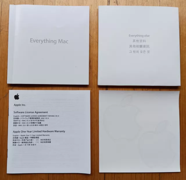 2009 Apple iMac Manual, Software License Agreement/Warranty Booklet & Stickers
