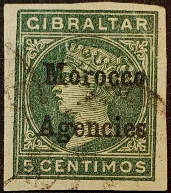 GIBRALTAR : QV 5 Centimos Postcard Overprinted 'Morocco Agencies' 1880s (Used)