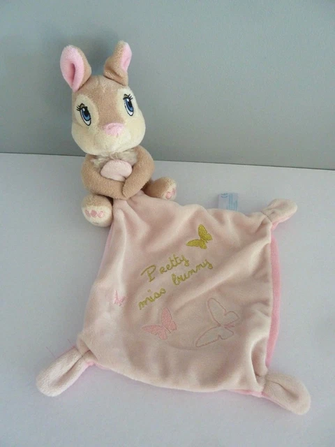 W8 - Doudou Disney Nicotoy Simba Lapin Ecru Marron Mouchoir Papillon Neuf*
