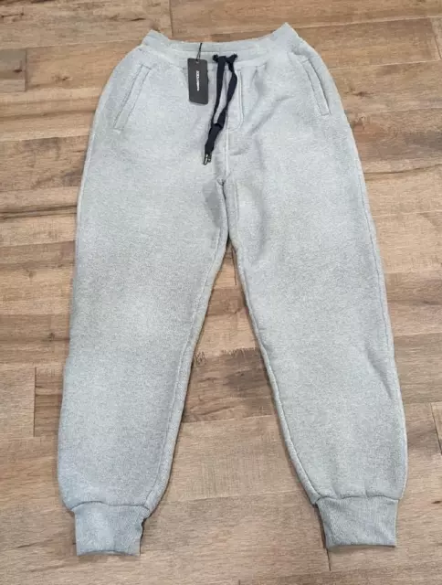 $925 Mens Dolce Gabbana Washed Terry Jogger Pants Light Gray 50 US 34