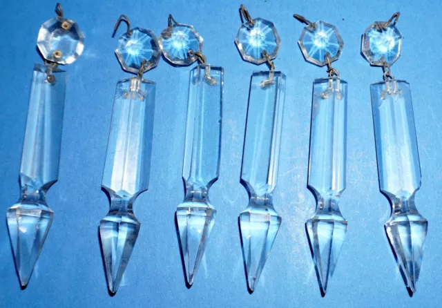 Eiszapfen Zapfen Kristall Glas f. Kronleuchter Ersatzteile Baumbehang 6x URALT "