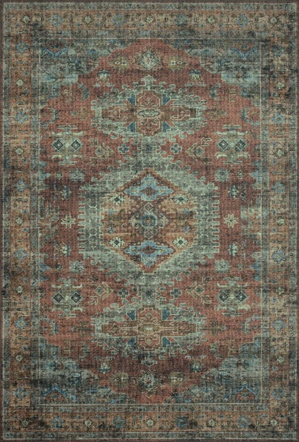 Loloi II Skye Terracotta And Sky 2'-6" x 12'-0" Area Rugs SKYESKY-07TCSC26C0