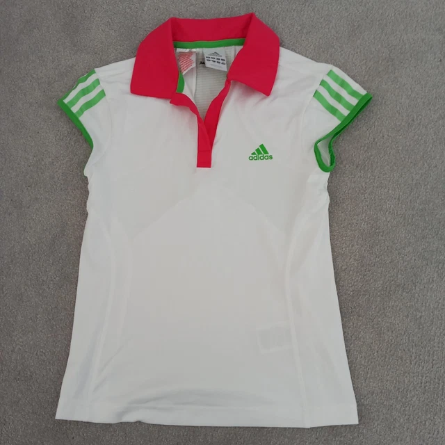Adidas Sports Top Ragazze Età 11-12 Anni Bianco.verde/Rosso Colletto/Finiture Senza Maniche
