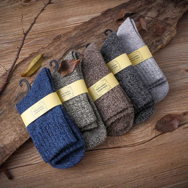 5Pairs Men Wool Socks Heavy Duty Warm Thermal Merino Lambs Wool Boots Socks