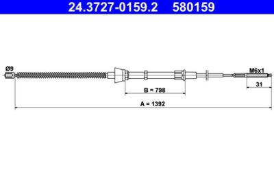 ATE ATE Tirette à câble frein de stationnement BREMSSEIL 24.3727-0667.2 vorne 360mm 