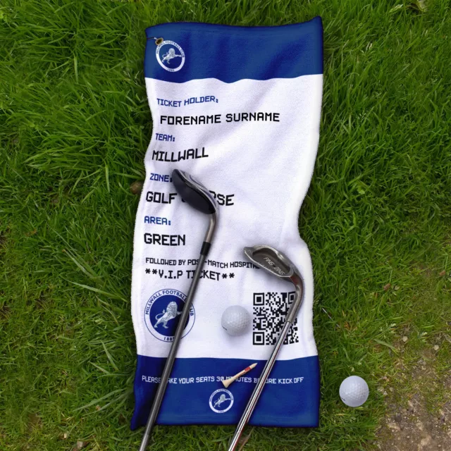 Millwall FC Ticket - Officially Licensed Personalised Golf Towel