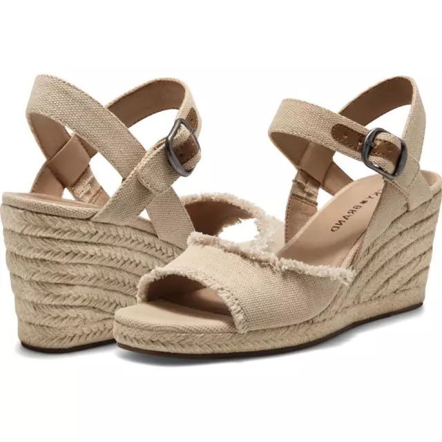 Lucky Brand Mindra Canvas Espadrille Platform Wedge Sandals for Women 3