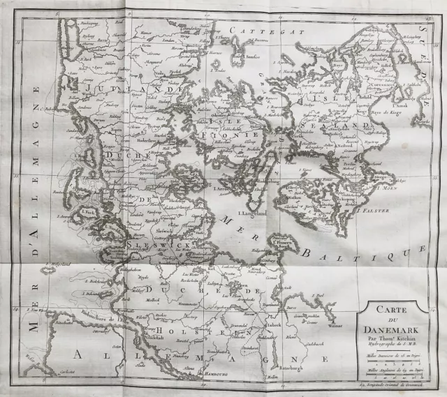 Danmark Dänemark Denmark map Karte Kupferstich engraving Kitchin 1780