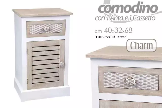 Mobile Comodino In Legno Charm Con Anta E Cassetto 40*32*68 Cm Tod-729102