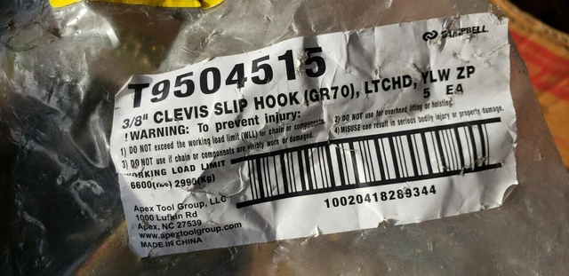 10 New Campbell Chain T9501524 Clevis Grab Hook Hooks 5/16 Forged Steel Grade 43
