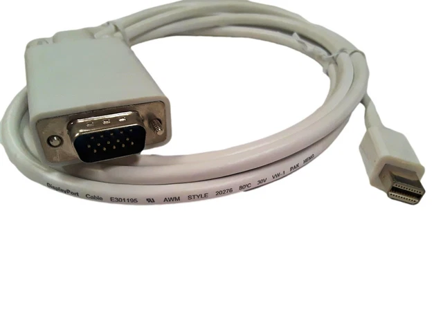 6Ft Thunderbolt Mini Display Port to VGA Adapter Cable for HDTV Projector 3