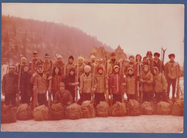 Beautiful Guys and Girls Skiing in the Mountains Soviet Vintage Photo USSR