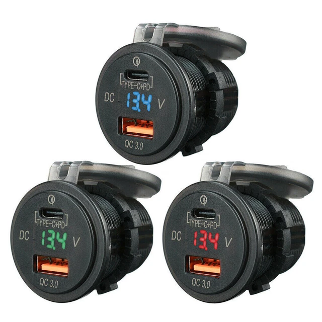 thumbnail interactive-video image 1 of QC 3.0 + PD Fast USB Car Charger Socket Adapter - 36W Dual Port, Dustproof 1 of 5