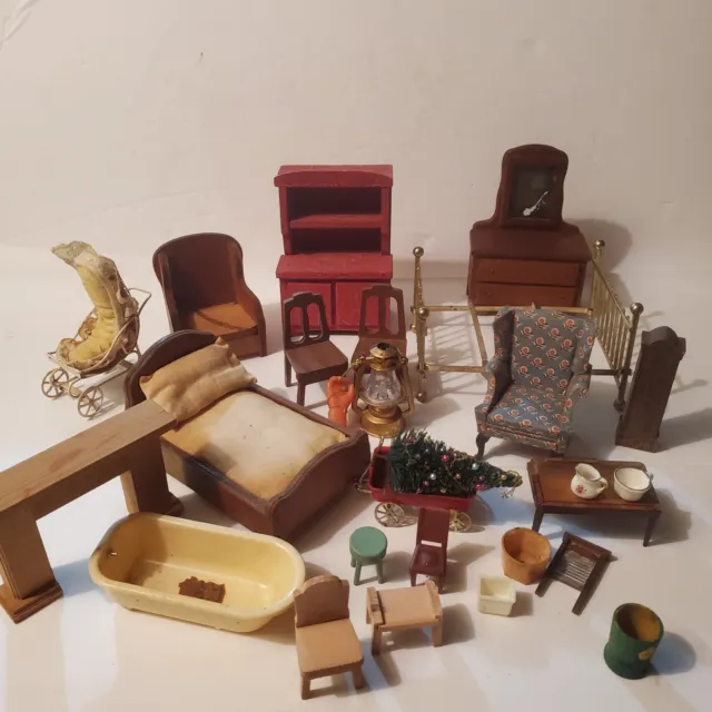 BIG LOT A Vintage Dollhouse Furniture Different Makes And Sizes