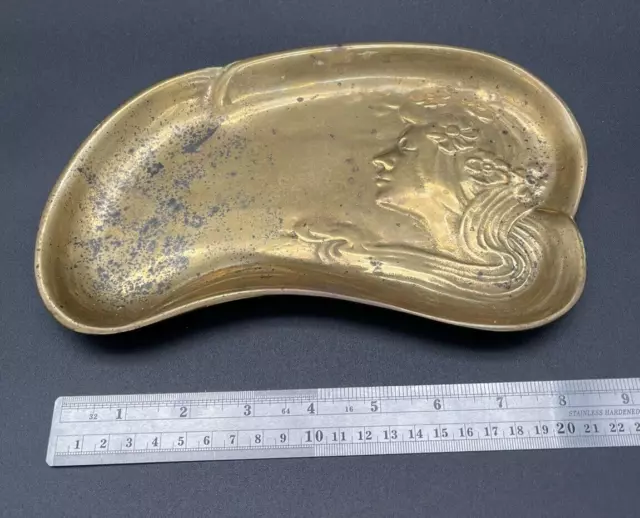Antique Art Nouveau Tray Lady's Profile Brass or Bronze?  - approx. 2 pounds 3