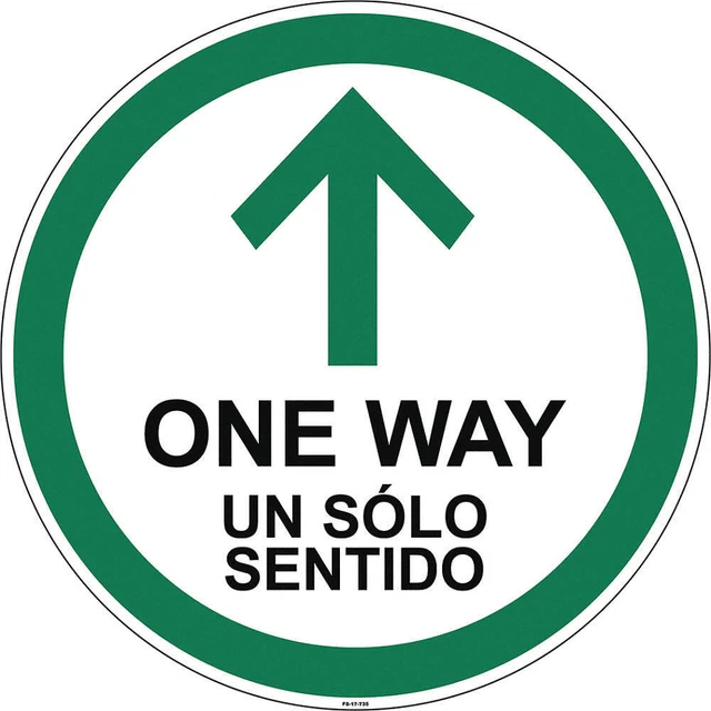 STRANCO INC FS-17-735 Bilingual One Way Floor Sign,17"H,17"W