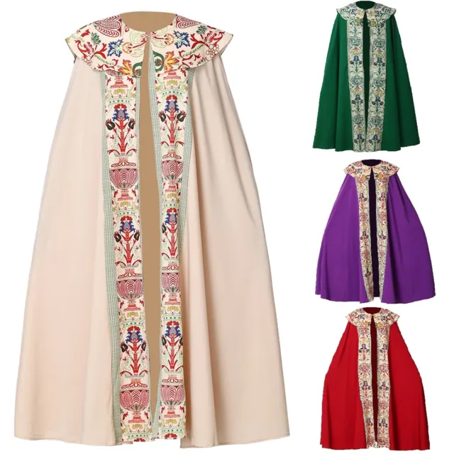 Christian Priest Vestment Cope Robe Halloween Religious Costume Cloak 4 Colors