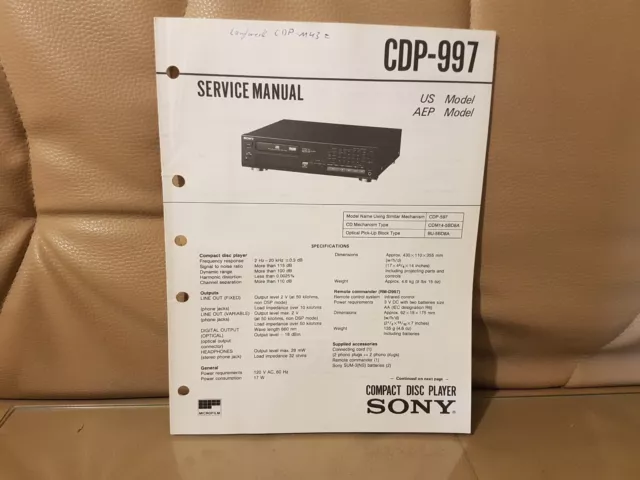 Sony CDP 997 Service Manual Bedienungsanleitung