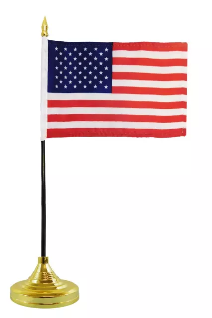 USA Stick Flag & Base Kit 4x6in Flag USA Flag USA Desk Flag Set Weighted Base