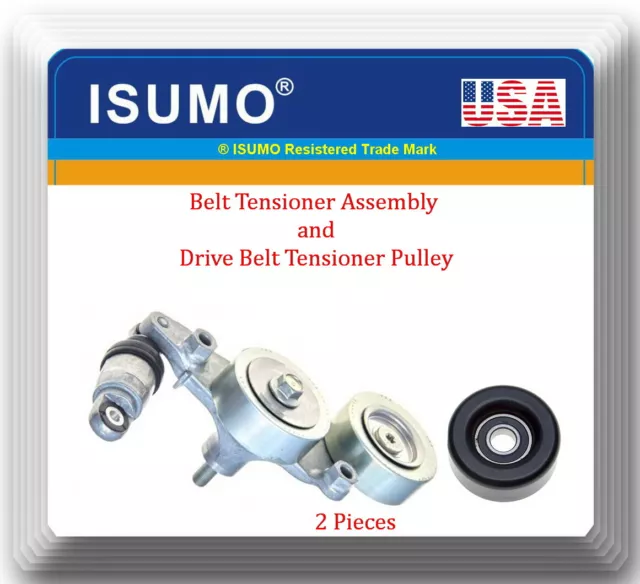 2 PCs Belt Tensioner Assy & Tensioner Pulley Fits:Accord Odyssey Pilot V6 3.5L