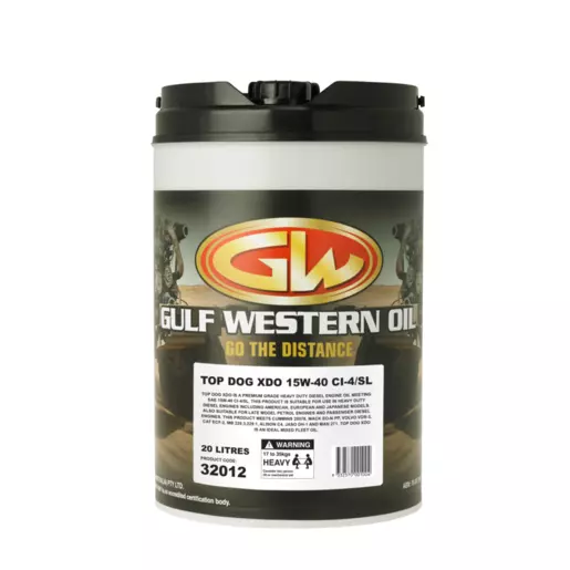 Gulf Western Top Dog XDO 15W-40 Heavy Duty Diesel Engine Oil 20L - 32012