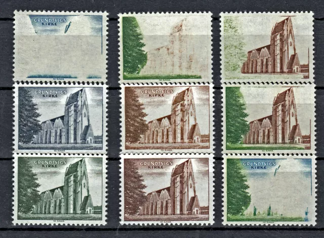 Probedruck Test Stamp Specimen Prøve Grundtvig Kirke Slania 1968  9 Stück