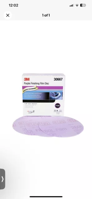 3M 30667 Purple Finishing Film Hookit Disc 6 inch P1500 Grit (50 Discs)