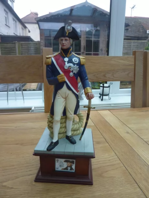 Superb Danbury Mint Large Statue Lord Nelson Hand Painted On Wood Plinth