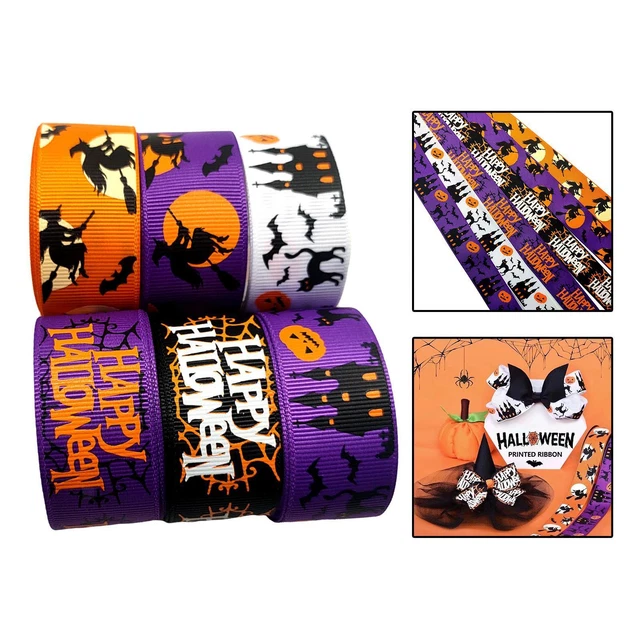 6 Rollen 2,5 cm breites Halloween Ripsband zum Nähen von Geschenkverpackungen