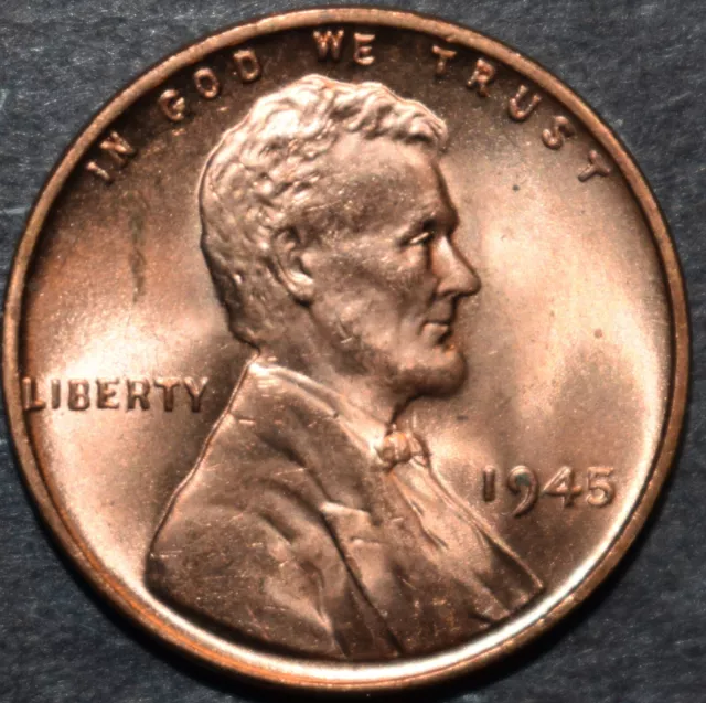 1945 P Lincoln Wheat Cent Brilliant Uncirculated (BU) Choice Penny