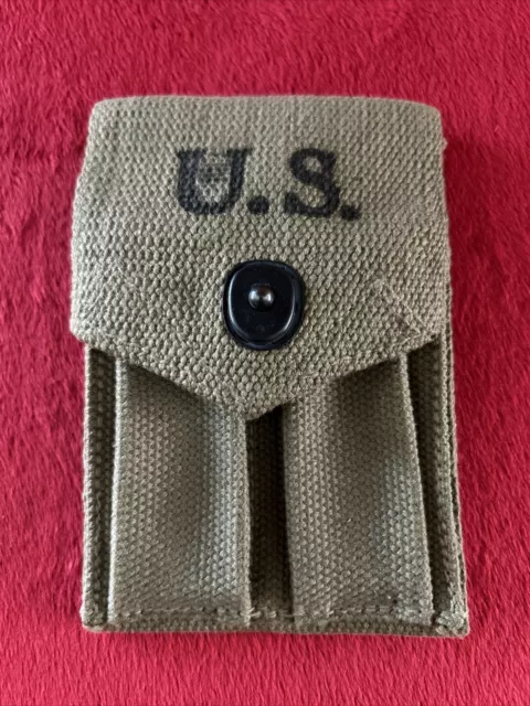 WW2 Dated 1942 US ARMY M1911 .45 Colt Magazine Ammo Pouch WWII