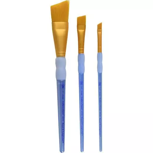 Royal & Langnickel Crafter's Choice Golden Taklon Angular Brush Set - 3pcs