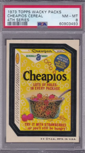 1973 Topps Wacky Packages CHEAPIOS CEREAL PSA 8 NM/MT Series 4 Packs  CENTERED