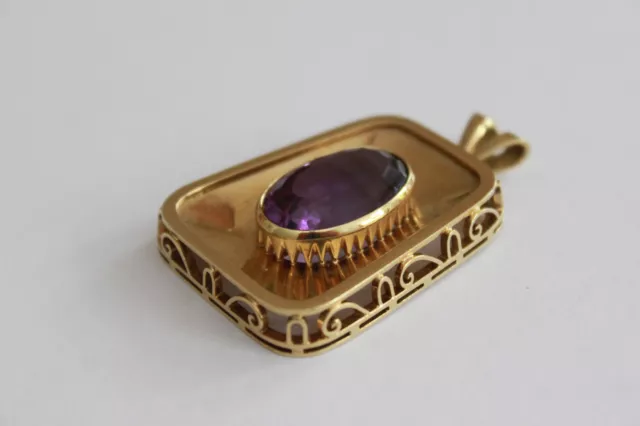 Wunderschöner Anhänger Gold Gelbgold 585 er mit Amethyst, Goldanhänger