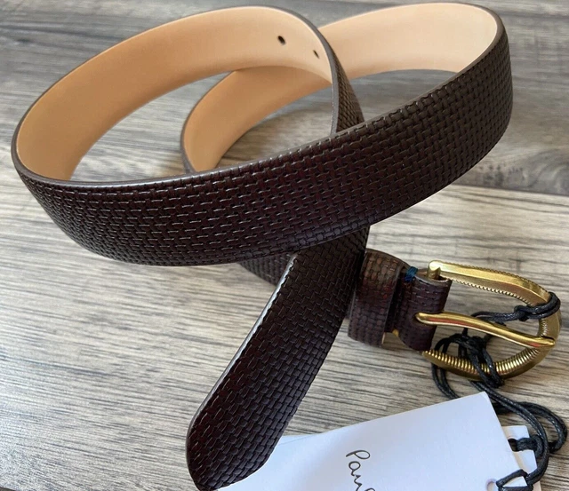 Ceinture Paul Smith 28 Pouces - Cuir Poli Couleur Damson (prune), Fabriquée Main En Espagne