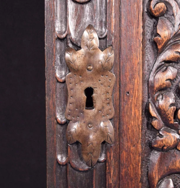 *French Antique Gothic Revival Panel in Oak Wood Salvage with Deep Carvings 9