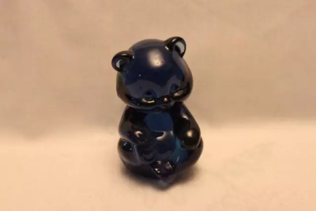 Fenton Sitting Glass Bear Cobalt Blue