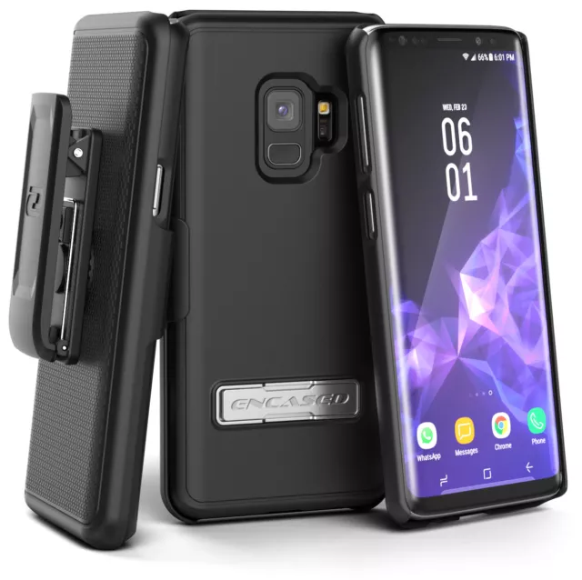 Galaxy S9 Case & Belt Clip Holster Slim Combo Case design w/ Alloy Kickstand