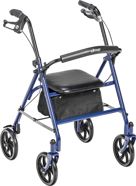 Drive Medical 10257BL-1 4-Wheel Rollator Walker With Seat & Removable Back Suppo Drive Medical 10257BL-1 4-Wheel Rollator Walker With Seat & Removable Back Suppo